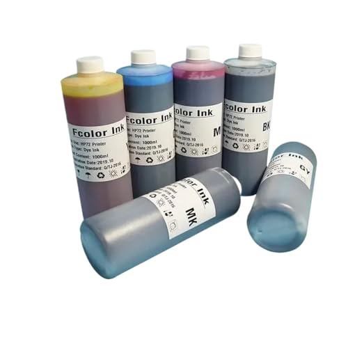 CUAWBAPF 1Liter wasserbasierte Farbstofftinte kompatibel mit 72 Kompatibel mit DesignJet T610 T620 T770 T790 T795 T1100 T1120 T1200 T1300 T2300 Drucker(Black) von CUAWBAPF