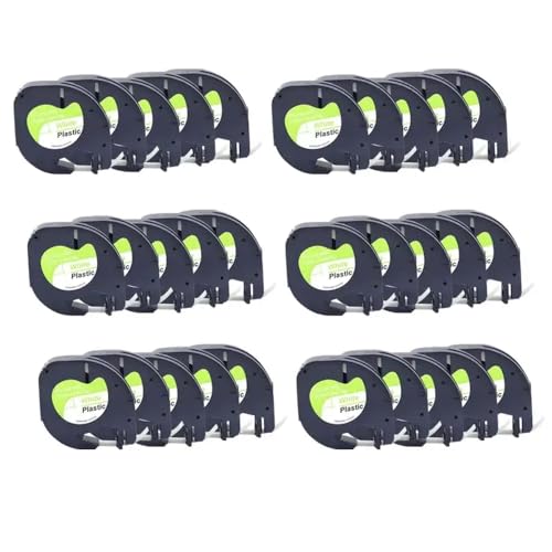 CUAWBAPF 30 Pack Multicolor 12mm 4m Plastik -Etikett -Klebeband kompatibel mit Etikettenherstellermodellen 91201 91200 91221 und LT100H(30pcs - White 91201) von CUAWBAPF