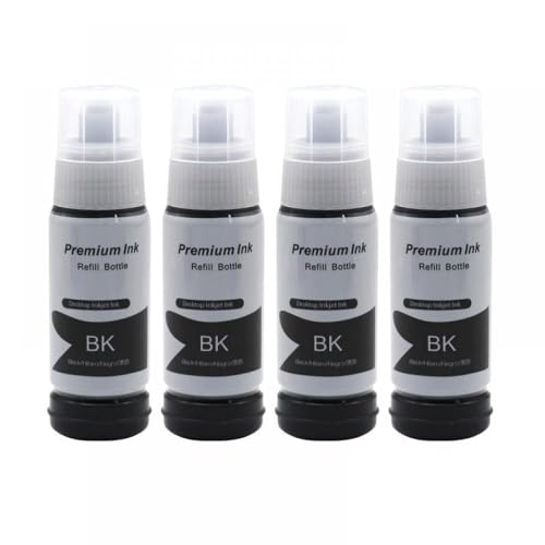 CUAWBAPF 4 Pack -Nachfüll -Tinten -Set kompatibel mit 002 L4151 L4153 L4156 L4158 L4163 L4165 L4166 L4167 L4168 L4169 L6166 L6168 Nachfüllbar Tinte(4pcs Dye-BK-70ml) von CUAWBAPF
