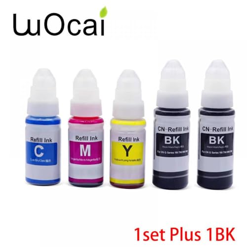 CUAWBAPF 5 Pack kompatible Farbstoffmassen -Tinte Set Kompatibel mit Tankdrucker GI490 in schwarzer Cyan Magenta Gelb Kompatibel mit G1400 G2400 G3400 G1000 G2000 G3000(1set Plus 1BK) von CUAWBAPF