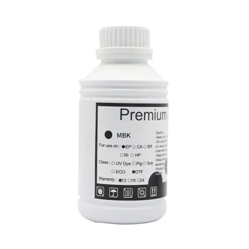 CUAWBAPF 500 ml Farbstofftintenkompatibel mit Plottermodellen IPF831 IPF825 IPF771 IPF750 TM5300 TM5200(MBK Dye Ink 500ML) von CUAWBAPF
