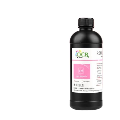 CUAWBAPF 500ml LED -Tinte kompatibel mit Druckern L800 L805 L1800 TX800 XP600 R1390 R1400 R4800 R4880 R7800 R7880 XP300 R290 R330 Kompatibel mit DTF -Druckdruck(Soft - 500ml LM) von CUAWBAPF
