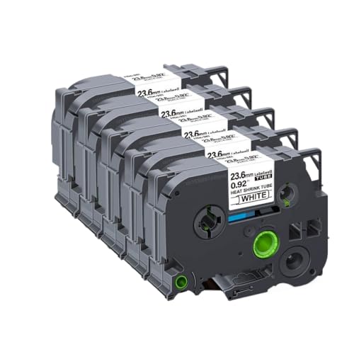 CUAWBAPF 5pk 10pk kompatible Wärmeschrinkrohrklebeband Kompatibel mit Etikettendrucker HSE231 HSE221 HSE211 HSE631 HSE621(5PK Hse-251) von CUAWBAPF