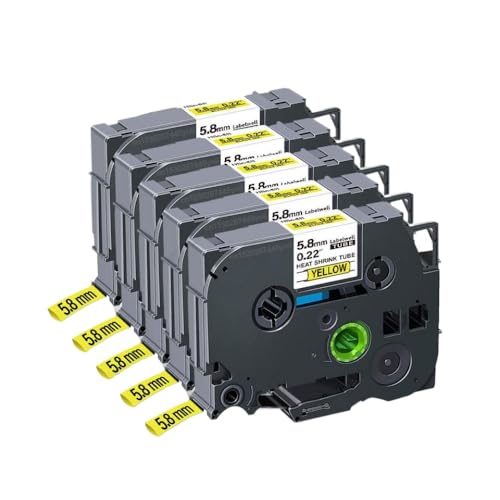 CUAWBAPF 5pk 10pk kompatible Wärmeschrinkrohrklebeband Kompatibel mit Etikettendrucker HSE231 HSE221 HSE211 HSE631 HSE621(5PK Hse-611) von CUAWBAPF