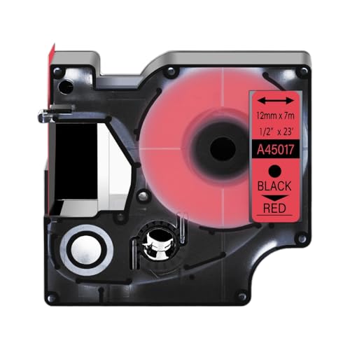 CUAWBAPF 6-24 mm Weiß auf schwarzem Etikettband kompatibel mit D1 45013 45803 Kompatibel mit Label Manager 350 450d 200 Drucker(Black on Red) von CUAWBAPF