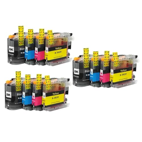 CUAWBAPF Farbkompatible Inkjet-Patrone LC563 Kompatibel mit MFC-J2310 MFC-J2510 MFC-J3520 MFC-J3720 Drucker(1Set 4PCS) von CUAWBAPF