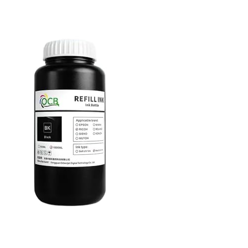 CUAWBAPF GH2220 Härtungstinte 1000 ml kompatibel mit GH 2220 Druckkopf für Harte oder weiche Oberflächen K C M y Weiß(Hard-1000ML-BK) von CUAWBAPF