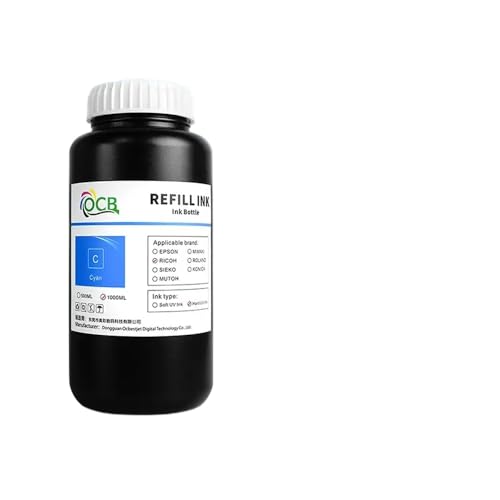 CUAWBAPF GH2220 Härtungstinte 1000 ml kompatibel mit GH 2220 Druckkopf für Harte oder weiche Oberflächen K C M y Weiß(Hard-1000ML-C) von CUAWBAPF