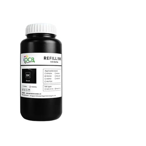 CUAWBAPF GH2220 Härtungstinte 1000 ml kompatibel mit GH 2220 Druckkopf für Harte oder weiche Oberflächen K C M y Weiß(Soft-1000ML-BK) von CUAWBAPF