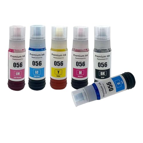 CUAWBAPF Kompatible 056 057 Tinte nachfüllter Wasserbasis Tinte Kompatibel mit L8050 L18050 Tintenstrahldrucker(1Set 056) von CUAWBAPF