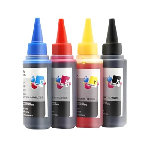 CUAWBAPF Kompatible 4Color 100 ml Nachfülldytenkits Kompatibel mit LC406 LC416 LC426 LC436 LC456 Kompatibel mit MFC-J4335DW J4340DW J4345DW J4440DW J4535DW(4color Dye Ink) von CUAWBAPF