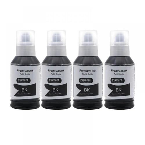 CUAWBAPF Kompatible Farbstofftinten -Nachfüllung 4Color 003 Kompatibel mit L3156 L3210 L3216 L3250 L3256 L3260 L5190 L5196 L5290 L3150 L1110 Drucker(4PCS Pigment-BK-127m) von CUAWBAPF