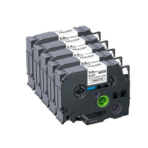 CUAWBAPF Kompatible Wärmeschreinrohrklebeband HSE-211 Kompatibel mit den Etiketthersteller 5 oder 10-teilige Set funktioniert mit HSE-221 HSE-231 HSE-631 241 251 611 621(5PK hse-211) von CUAWBAPF