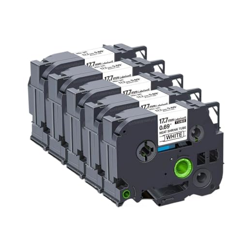 CUAWBAPF Kompatible Wärmeschreinrohrklebeband HSE-211 Kompatibel mit den Etiketthersteller 5 oder 10-teilige Set funktioniert mit HSE-221 HSE-231 HSE-631 241 251 611 621(5PK hse-241) von CUAWBAPF