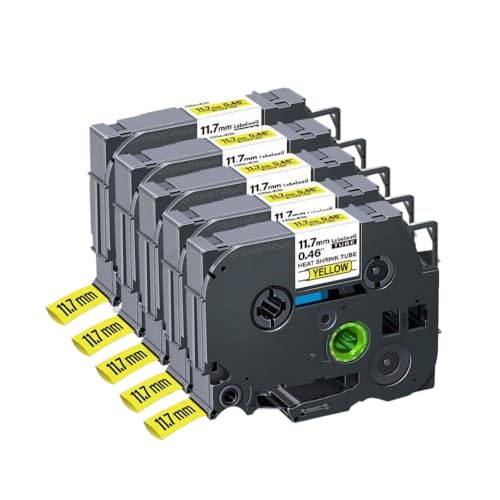 CUAWBAPF Kompatible Wärmeschreinrohrklebeband HSE-211 Kompatibel mit den Etiketthersteller 5 oder 10-teilige Set funktioniert mit HSE-221 HSE-231 HSE-631 241 251 611 621(5PK hse-631) von CUAWBAPF