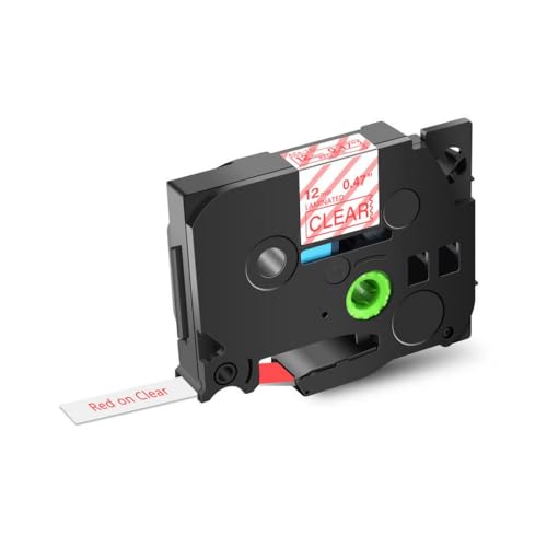 CUAWBAPF Kompatible laminierte Klebebandgrößen 6 mm 12 mm 18 mm 24 mm Kompatibel mit TZE-Label-Bänder Tze231 zum Markieren von Druckern PTH110 P710BT H105(Red on Clear) von CUAWBAPF