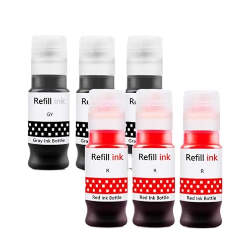CUAWBAPF Nachfüllfarbstofftinte 70 ml Flasche kompatibel mit G610 G510 G620 G540 G640 G550 G650 G670 G570 mit GI-43 GI-53(3PC - GY and 3PC - R) von CUAWBAPF