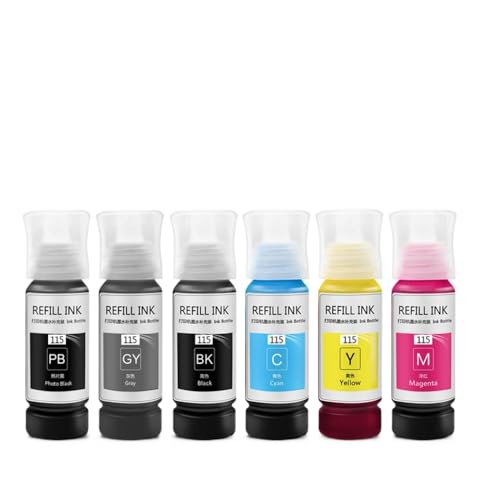 CUAWBAPF Nachfülltintenkit kompatibel mit 115 Farbstofftinte für L8160 -Drucker(BK-Pig PK CMY GY-Dye) von CUAWBAPF