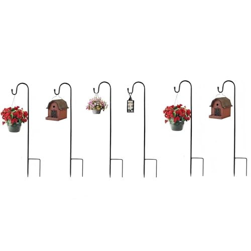 CUAXINHM Robuste Gartenhaken, 80,5 cm, rustikaler Eisen-Hirtenständer für Laternen, Hängekörbe, Soffittenlichter und Outdoor-Dekoration (6, Schwarz) von CUAXINHM