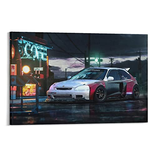 JDM Auto-Poster für Honda Civic EK3 1998 Klassisches Sportauto-Rennauto-Poster, dekorative Malerei, Leinwand, Wandposter und Kunstbild, modernes Familien-Schlafzimmer, Dekoration, Poster, 30 x 45 cm von CUBBLE