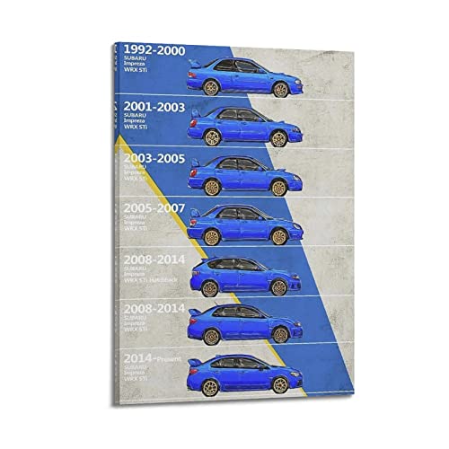 JDM Sportwagen-Poster für Subaru Impreza WRX STI-Rennauto-Poster, dekoratives Gemälde, Leinwand, Wand und Kunstbild, modernes Familien-Schlafzimmer, Dekoration, 40 x 60 cm von CUBBLE
