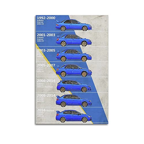 JDM Sportwagen-Poster für Subaru Impreza WRX STI Rennauto-Poster, dekoratives Gemälde, Leinwand, Wand und Kunstbild, modernes Familien-Schlafzimmer, Dekoration, 60 x 90 cm von CUBBLE