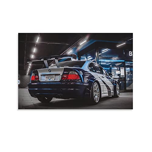 Rennauto-Poster für BMW E46 M3 GTR Sportwagen Supercars Poster Dekorative Malerei Leinwand Wand & Kunstbild Druck Moderne Familie Schlafzimmer Dekor 60 x 90 cm von CUBBLE