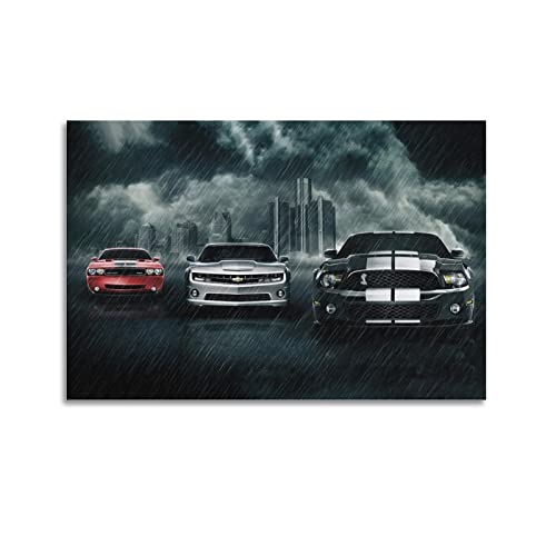 Sportauto-Poster für Shelby GT500 Chevrolet Camaro Dodge Challenger Supercar Poster Dekorative Malerei Leinwand Wand & Kunstbild Druck Moderne Familie Schlafzimmer Dekor 60 x 90 cm von CUBBLE