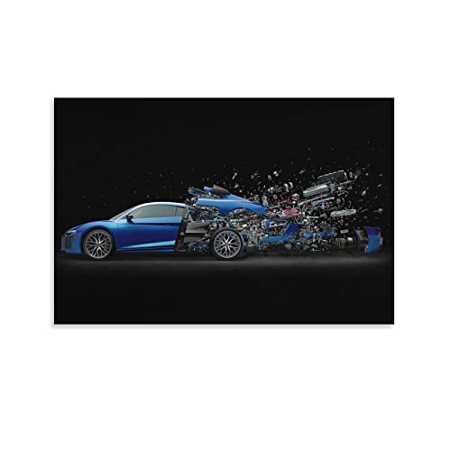 Supercar Poster für Audi R8 Disintegrate, Sportauto, Rennauto, Poster, dekoratives Gemälde, Leinwand, Wandposter und Kunstbild, modernes Familien-Schlafzimmer, Dekoration, Poster, 60 x 90 cm von CUBBLE