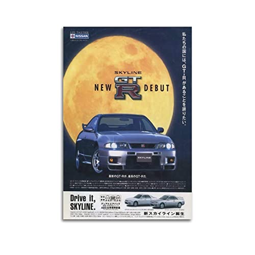 Vintage-JDM Auto-Poster für SKYLINE R33 Gtr Sportwagen-Poster, dekoratives Gemälde, Leinwand, Wand und Kunstbild, modernes Familien-Schlafzimmer, Dekoration, 40 x 60 cm von CUBBLE