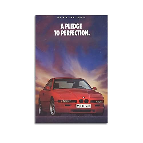 Vintage Sport Auto Poster für BMW 850 CSI Supercar Poster Dekorative Malerei Leinwand Wand & Kunstdruck Moderne Familie Schlafzimmer Dekor 40 x 60 cm von CUBBLE