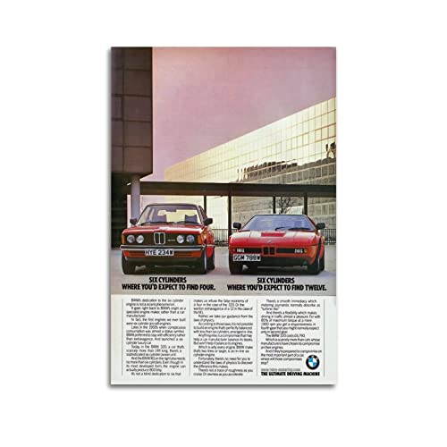 Vintage Sport Auto Poster für BMW M1 und 320 Supercar Poster Dekorative Malerei Leinwand Wand & Kunstdruck Moderne Familie Schlafzimmer Dekor 30 x 45 cm von CUBBLE