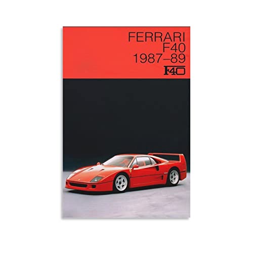 Vintage-Supercar-Poster für Ferrari F40 Rennauto-Poster, dekoratives Gemälde, Leinwand, Wand- und Kunstbild, modernes Familien-Schlafzimmer, Dekoration, 50 x 75 cm von CUBBLE