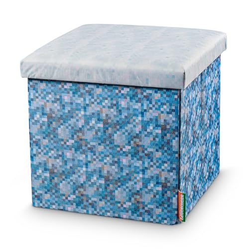 CUBIXCRAFT Pixeldesign Sitzwürfel Sitzhocker mit Stauraum, Faltbarer Hocker, Fußhocker, Falthocker, Sitzwürfel für Wohnzimmer, Kinderzimmer Pixelart (30 x 30 x 30 cm eisiger Boden)… von CUBIXCRAFT