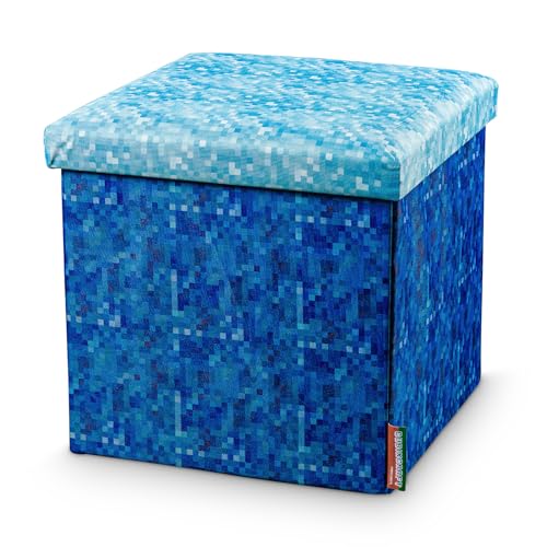 CUBIXCRAFT Pixeldesign Sitzwürfel Sitzhocker mit Stauraum, Faltbarer Hocker, Fußhocker, Falthocker, Sitzwürfel für Wohnzimmer, Kinderzimmer Pixelart (30 x 30 x 30 cm quellendes Wasser)… von CUBIXCRAFT