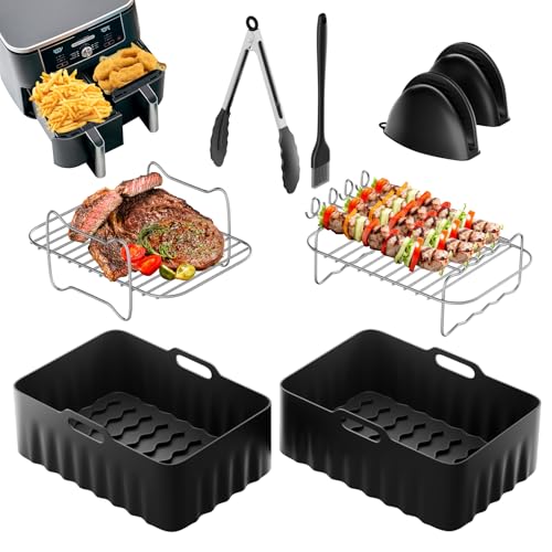 Ninja Heißluftfritteuse Zubehör – Airfryer Zubehör für Ninja Foodi Dual Zone AF400EU/AF300EU (7,6L–9,5L) & die meisten anderen Dual Airfryer – BPA-frei Air Fryer Accessories von CUBTEM