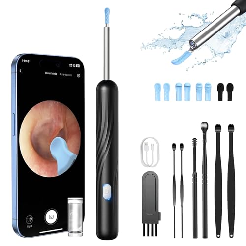 Ohrenschmalz Entferner Otoskop, 1080P Wifi Ohrreiniger Kamera, IP67 Wasserdicht Ohrenspiegel 360°Weitwinkel Ear Cleaner Otoskop Ohr mit 3.5mm Linse und 6 LEDs für iPhone, iPad und Android, Smartphones von CUBTEM