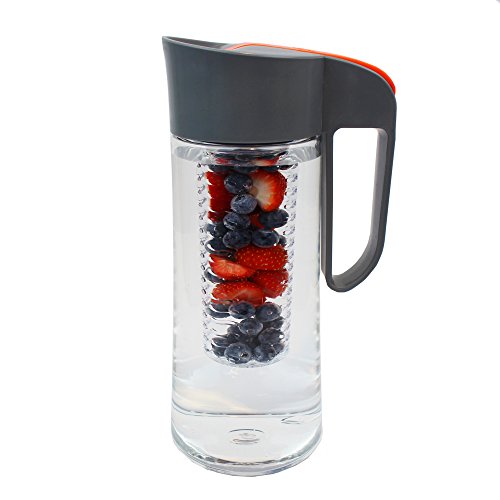 Cucina Sana Tritan 2 Liter Karaffe mit Einsatz - 100% BPA-frei für Wasser, Limonade, Apfelschorle, Früchte, Tee, Säfte und Eiswürfel (austauschbar) - Orange von CUCINA Sana KITCHENWARE