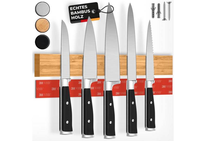 CUCINO Messerleiste mit extra starkem Magnet, Messer Magnetleiste selbstklebend, Einfache Montage mit 3M Klebeband ohne Bohren von CUCINO
