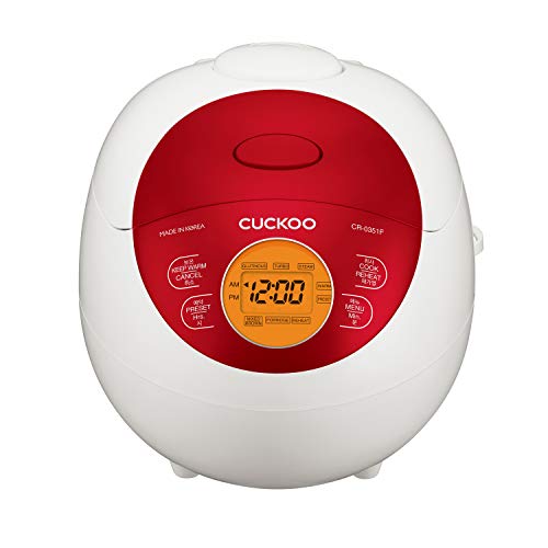 CUCKOO CR-0351F el. Reiskocher, Fuzzy Logic, 0,54l / 425W für 3 Personen, weiß/rot von CUCKOO