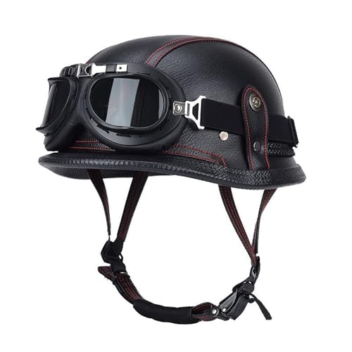 CUCKQUIC Aerodynamischer ABS-Halb-Jethelm, Motorrad-Halbhelm, ECE-Zertifiziert, Unisex, Rollerhelm, Angenehmes Weiches Futter, D,M=57~58CM von CUCKQUIC