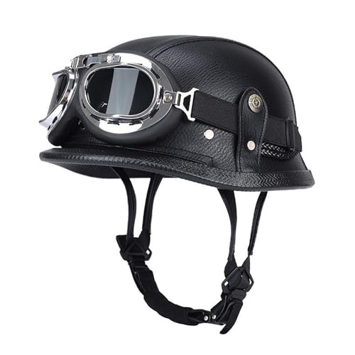 CUCKQUIC Aerodynamischer ABS-Halb-Jethelm, Motorrad-Halbhelm, ECE-Zertifiziert, Unisex, Rollerhelm, Angenehmes Weiches Futter, J,XL=61~62CM von CUCKQUIC