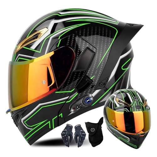 CUCKQUIC Modularer Integral Helm, Hochklappbares Visier, Integral-Motorrad-Helm, Bluetooth-Helm, Integrierter Lautsprecher, ECE-Geprüft, Für Erwachsene E,S=55~56CM von CUCKQUIC