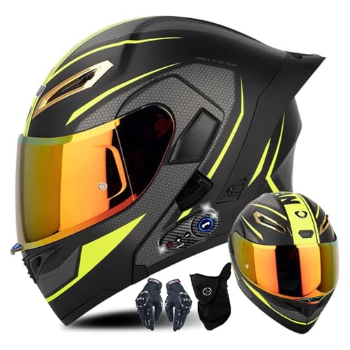 CUCKQUIC Modularer Integral Helm, Hochklappbares Visier, Integral-Motorrad-Helm, Bluetooth-Helm, Integrierter Lautsprecher, ECE-Geprüft, Für Erwachsene F,XXL=63~64CM von CUCKQUIC