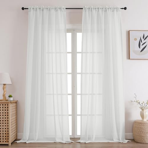 CUCRAF Durchsichtige Vorhänge, 160 cm lang, 2 Paneele, halbtransparent, mit Stangentaschen, Fensterbehandlung, Voile-Vorhänge für Wohnzimmer, Schlafzimmer, 94 cm B x 160 cm L, gebrochenes Weiß CUCRAF Durchsichtige Vorhänge, 160 cm lang, 2 Paneele, halbtransparent, mit Stangentaschen, Fensterbehandlung, Voile-Vorhänge für Wohnzimmer, Schlafzimmer, 94 cm B x 160 cm L, gebrochenes Weiß von CUCRAF
