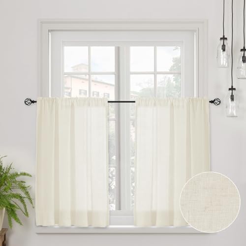 CUCRAF Echte Leinen Scheibengardine Bistrogardine Küchengardinen H 45 x B 120 Hellbeige Halb Transparent Stores Gardinen Fenster Gardinen Gardinenschal CUCRAF Echte Leinen Scheibengardine Bistrogardine Küchengardinen H 45 x B 120 Hellbeige Halb Transparent Stores Gardinen Fenster Gardinen Gardinenschal von CUCRAF