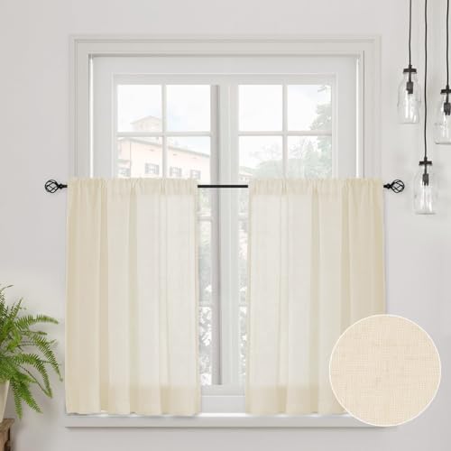 CUCRAF Echte Leinen Scheibengardine Bistrogardine Küchengardinen H 45 x B 60 Natur Halb Transparent Stores Gardinen Fenster Gardinen Gardinenschal CUCRAF Echte Leinen Scheibengardine Bistrogardine Küchengardinen H 45 x B 60 Natur Halb Transparent Stores Gardinen Fenster Gardinen Gardinenschal von CUCRAF