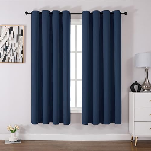CUCRAF Gardinen mit Ösen Vorhang Blickdicht 2er Set H175 x B140 cm Thermovorhang Kälteschutz Navy Blau Verdunklungsvorhänge, Weich und Langlebig Schallschutz Vorhang für Schlafzimmer Wohnzimmer von CUCRAF