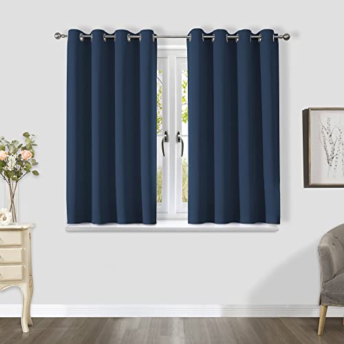 CUCRAF Fensterbehandlung Verdunkelungsvorhänge Superweiche, solide, wärmeisolierte Öse - H137 x B132 cm 2er-Set, Schlafzimmer-Lichtschutzvorhänge für Kinderzimmer und Türen, Navy Blau von CUCRAF