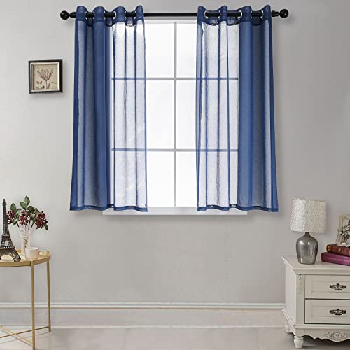 CUCRAF Gardinen Transparente Blaue Paneele für Wohnzimmer Schlafzimmer Fenster Behandlung Tülle, 2er-Set (H145CM X B140CM, Blau) von CUCRAF